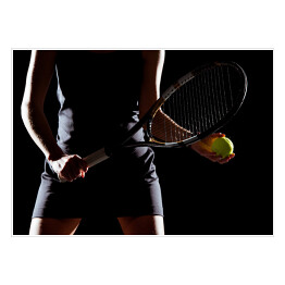 Plakat samoprzylepny Kobieta z rakietą tenisową i piłką
