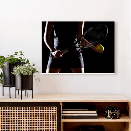 Kobieta z rakietą tenisową i piłką