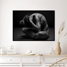 Plakat w ramie Fotografia artystyczna kobiecego ciała - wysportowana naga kobieta