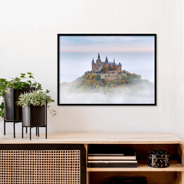 Plakat w ramie Niemiecki zamek Hohenzollern nad chmurami