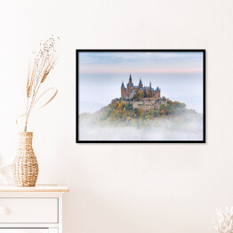 Plakat w ramie Niemiecki zamek Hohenzollern nad chmurami