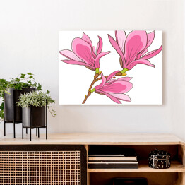 Kwitnąca różowa magnolia - ilustracja