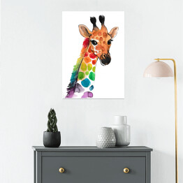 Plakat Kolorowa żyrafa