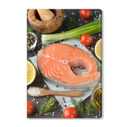 Obraz na płótnie Stek z łososia - składniki