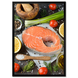 Plakat w ramie Stek z łososia - składniki