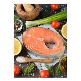 Plakat samoprzylepny Stek z łososia - składniki