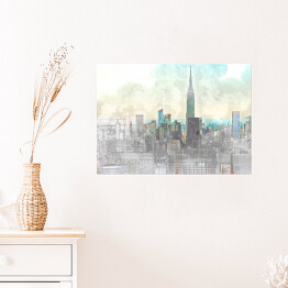 Plakat samoprzylepny Panorama nowoczesnego miasta