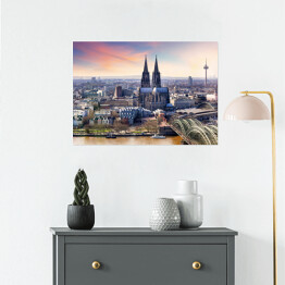 Plakat samoprzylepny Wschód słonca w pastelowych barwach, Kolonia, Niemcy