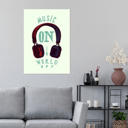 Plakat samoprzylepny Słuchawki z muzycznym przesłaniem 
