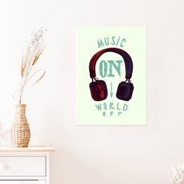 Plakat samoprzylepny Słuchawki z muzycznym przesłaniem 
