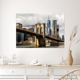 Plakat samoprzylepny Most Brookliński i Manhattan w tle