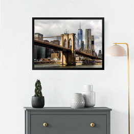 Obraz w ramie Most Brookliński i Manhattan w tle
