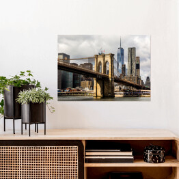 Plakat Most Brookliński i Manhattan w tle