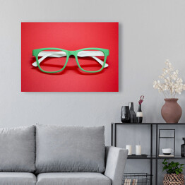 Obraz na płótnie Modne okulary na czerwonym tle