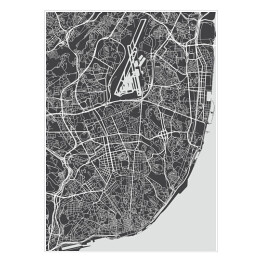 Plakat samoprzylepny Szczegółowa mapa miasta Lizbona