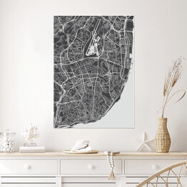Plakat samoprzylepny Szczegółowa mapa miasta Lizbona