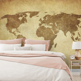 Fototapeta winylowa zmywalna Mapa świata w odcieniach beżu w stylu vintage