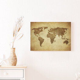 Obraz na płótnie Mapa świata w odcieniach beżu w stylu vintage