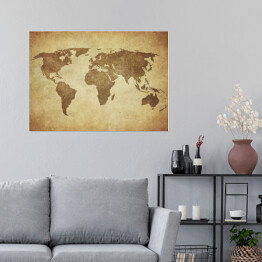 Plakat samoprzylepny Mapa świata w odcieniach beżu w stylu vintage