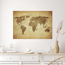 Plakat Mapa świata w odcieniach beżu w stylu vintage