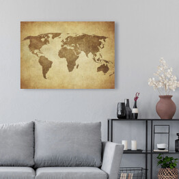 Obraz na płótnie Mapa świata w odcieniach beżu w stylu vintage