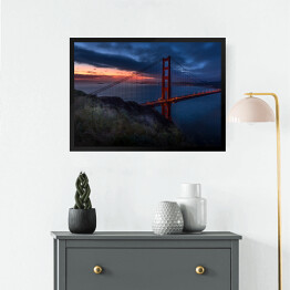 Obraz w ramie Wschód słońca przy Golden Gate