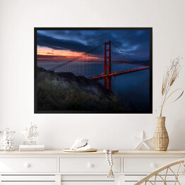Obraz w ramie Wschód słońca przy Golden Gate