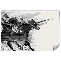 Fototapeta Wyścigi konne w stylu grunge - biało czarna ilustracja