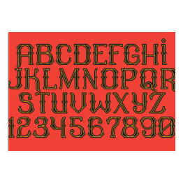 Plakat samoprzylepny Alfabet i cyfry napisane dekoracyjną czcionką