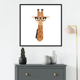 Plakat w ramie Fragment żyrafy z okularami 
