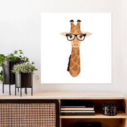 Plakat samoprzylepny Fragment żyrafy z okularami 
