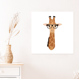 Plakat samoprzylepny Fragment żyrafy z okularami 