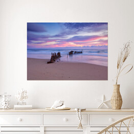 Plakat samoprzylepny Wschód słońca w Dicky Beach Shipwreck w Australii