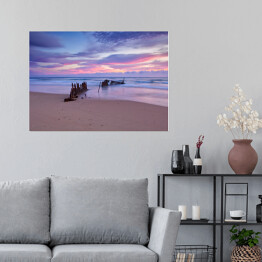 Plakat Wschód słońca w Dicky Beach Shipwreck w Australii
