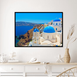 Plakat w ramie Piękna panorama Santorini, Grecja