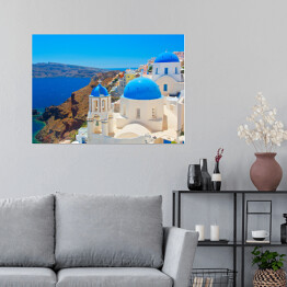Plakat samoprzylepny Piękna panorama Santorini, Grecja