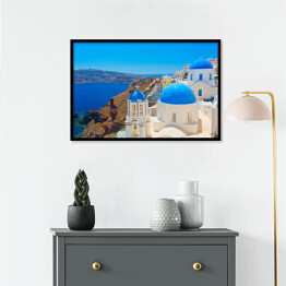 Plakat w ramie Piękna panorama Santorini, Grecja