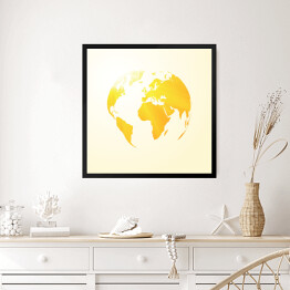 Obraz w ramie Żółta słoneczna mapa świata 