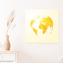 Plakat samoprzylepny Żółta słoneczna mapa świata 