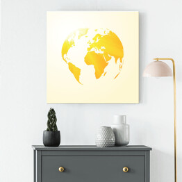Obraz na płótnie Żółta słoneczna mapa świata 