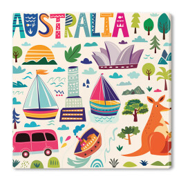 Obraz na płótnie Ilustracja z australijskimi symbolami