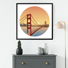 Obraz w ramie Most w San Francisco - ilustracja