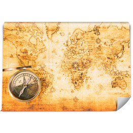 Fototapeta Stara mapa ze starym kompasem
