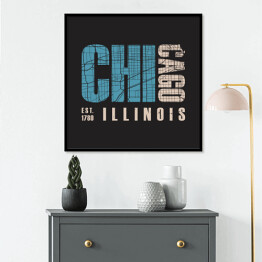 Plakat w ramie Typografia "Chicago Illinois"