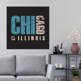 Plakat samoprzylepny Typografia "Chicago Illinois"