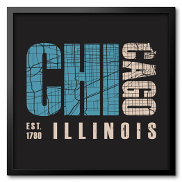 Obraz w ramie Typografia "Chicago Illinois"