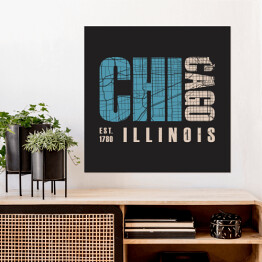 Plakat samoprzylepny Typografia "Chicago Illinois"