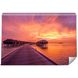 Fototapeta samoprzylepna Zachód słońca na plaży - Malediwy
