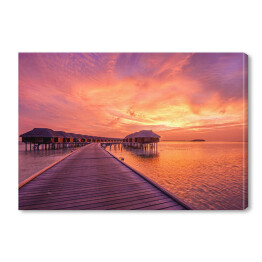 Obraz na płótnie Zachód słońca na plaży - Malediwy