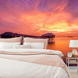 Fototapeta winylowa zmywalna Zachód słońca na plaży - Malediwy
